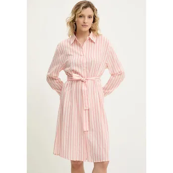 Dámské šaty Šaty s příměsí hedvábí Answear.LAB růžová barva, mini W25.66.flk 03X, vel. XL