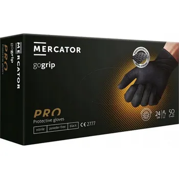 Vyšetřovací rukavice Nitrilové rukavice bez pudru M Gogrip Black Mercator Medical 50 kusů