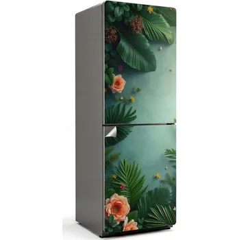 Fototapeta Dekorativní samolepka na lednici - Květinový vzor s listy