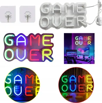 Obraz NEON LED GAME OVER VELKÝ NA ZEĎ USB POKOJ HRÁČE DEKORACE DÁREK