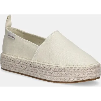 Dámské tenisky Espadrilky Calvin Klein Jeans PLATFORM ESPADRILLE ML CS YW0YW01871 béžová 01X, EUR 39