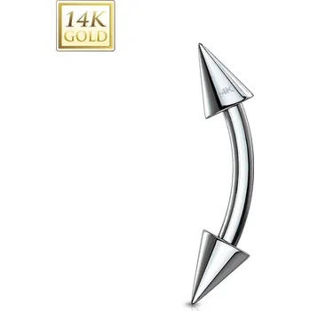 Piercing Šperky4U Zlatý piercing do obočí - kónus, 1,2 x 8 mm, Au 585/1000 - ZL01139-1208-WG