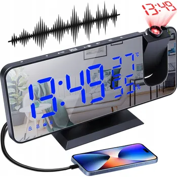 Hodiny BUDÍK HODINY ELEKTRONICKÝ LED PROJEKTOR TEPLOMĚR RÁDIO 5V1