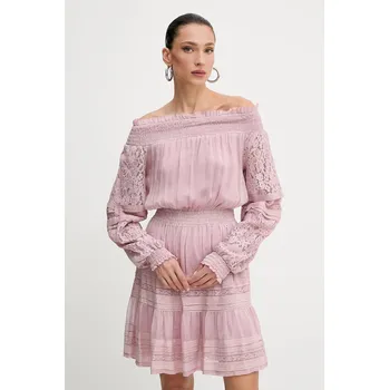 Dámské oblečení Bavlněné šaty Guess AUDREY W5GK24.WE550 růžová 34X, vel. S