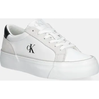 Dámské tenisky Tenisky Calvin Klein Jeans VULC FLATFORM MG NYLON MIX dámské, bílá barva, YW0YW01896 00X, EUR 41