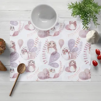 prostírání Dětské bavlněné prostírání na stůl Sandra SA-284 Hnědé sovy 30x40 cm