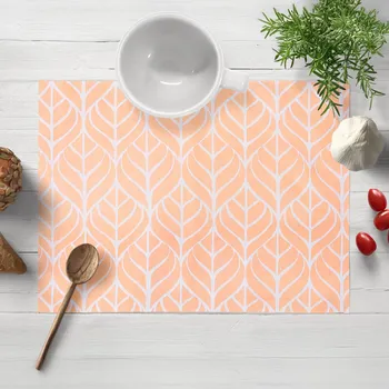 prostírání Bavlněné prostírání na stůl Sandra SA-213 Listy na meruňkově oranžovém 30x40 cm