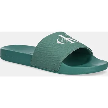 Pánská obuv Pantofle Calvin Klein Jeans SLIDE MONOLOGO CV pánské, zelená barva, YM0YM01367 77X, EUR 44
