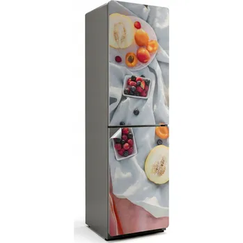 Fototapeta Designová Samolepicí nálepka na ledničku Čerstvé ovoce na pozadí tkaniny