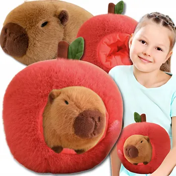plyšák KAPYBARA PLYŠOVÁ HRAČKA 25 CM V JABLKU PLYŠOVÁ 2v1 PLYŠOVÝ MAZLÍČEK PŘÍTULNÍČEK 25 cm vícebarevná