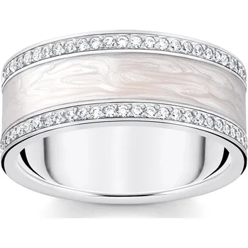 Hodinky Thomas Sabo TR2446-041-14-58 Silver band ring w. white zirconia and enamel