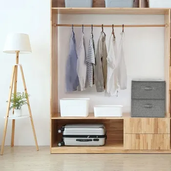 Úložný box Úložné boxy, 2 ks, textilní, 43x34x23 cm, šedé