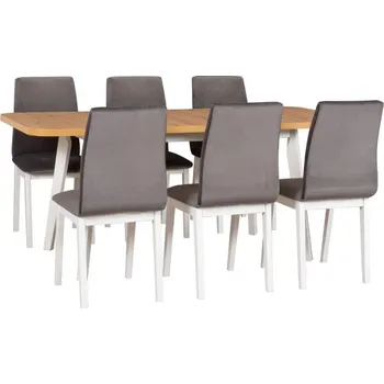 Jídelní set STRAKOŠ D-MIX - STRAKOŠ 1+6 OS VI a LU I - Bílá, Deska stolu artisan, Čalounění 28B