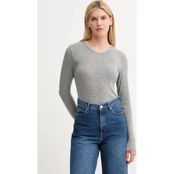 Pánské tričko Tričko s dlouhým rukávem s příměsí vlny MUNTHE LUTEST šedá barva, 247112724767 90X, vel. 42