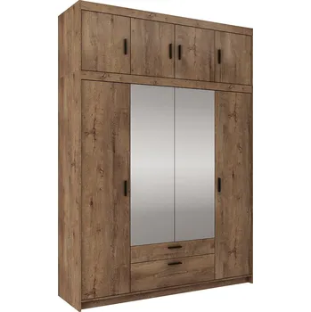 Šatní skříň Šatní skříň ELENA 4D 2S + zrcadlo + nástavec | 176,3 cm | dub lefkas