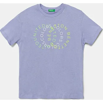 Dětské bavlněné tričko United Colors of Benetton 3I1XC10OO.G.Seasonal fialová 04X, vel. 122
