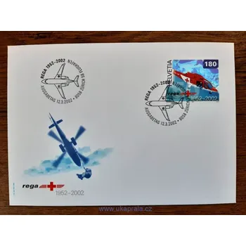 Sběratelství Švýcarsko FDC 1784, 50.výr. REGA, let. záchranáři, r. 2002