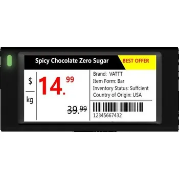 IP kamera DAHUA TECHNOLOGY Dahua ESL-E4026A-BN elektronický štítek 2,66" 296x152 83 × 41 × 12,1mm 4 barvy NFC černý