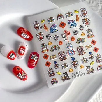 Samolepky na nehty 3D Samolepící konvexní vzory ČÍNSKÝ DRAK