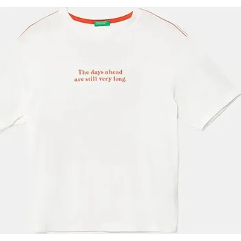 Dětská móda Dětské bavlněné tričko United Colors of Benetton 3I1XC10P4.G.Seasonal bílá 00X, vel. 168