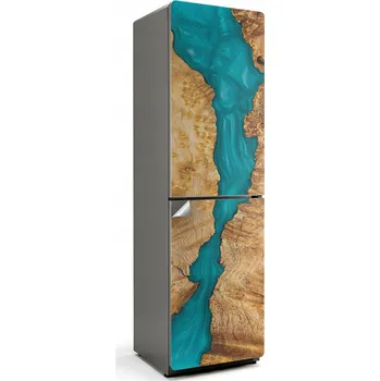 Fototapeta Dekorativní Samolepicí Nálepka na Lednici - Přírodní Vzor Dřeva s Pryskyřicí