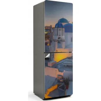 Fototapeta Dekorativní nálepka na ledničku s motivem malebného pohledu na Santorini