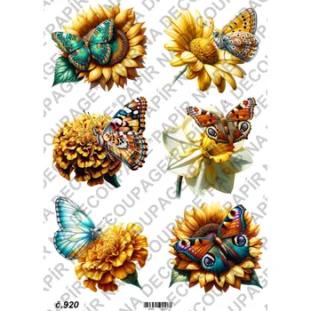 Umělecký papír Rýžový a soft papír na decoupage - Motýli - KB0920 Materiál: Soft, Rozměr: A4