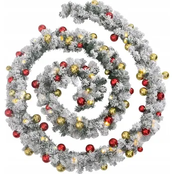 Vánoční dekorace Vánoční girlanda s baňkami a LED světly, zelená, 20 m