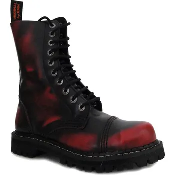 Moto obuv boty kožené KMM 10 dírkové černé/červená Velikost: 44