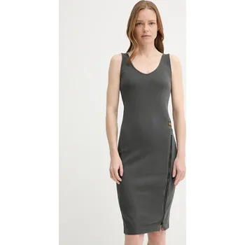 Dámské šaty Bavlněné šaty G-Star šedá barva, midi, přiléhavé, D26593-E040 D26593.E040 90X, vel. S