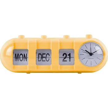Budík Budík Karlsson Retro Tube Calendar Flip KA6045BY žlutá 11X