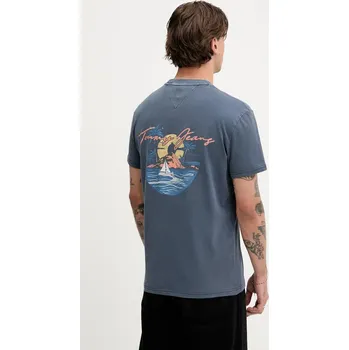 Pánské oblečení Bavlněné tričko Tommy Jeans DM0DM21868 modrá 95X, vel. XXL