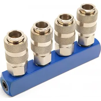 Příslušenství ke kompresoru 4-cestný kovový rozbočovač vzduchu s rychlospojkami Euro (TrueTech)