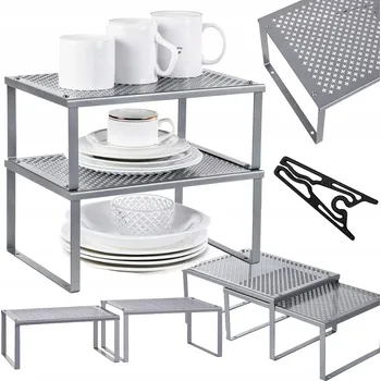 police Kovová kuchyňská police Songmics stříbrná, 2 patra, 32x22,9x15,4 cm