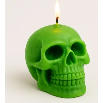 Svíčka Vonná svíčka Hororová lebka | 235 g | Svíčkománie3D | Barva: Zelená
