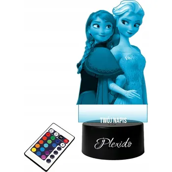 Lampička LAMPKA NA SKLE Ledové Království Elsa a Anna 3D LED RGB + DÁLKOVÝ OVLADAČ 16 BAREV