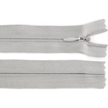 Spirálový zip skrytý No 3 délka 40 cm, barva 310 šedá světlá