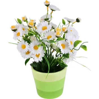 umělá květina Kopretiny bílé 34 květů v keramickém květináči 30x25 cm