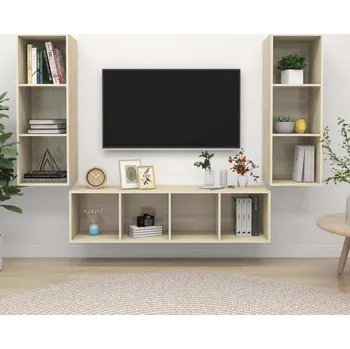 Obývací stěna vidaXL 3dílný set TV skříněk dřevotříska [3079749] Barva: dub sonoma