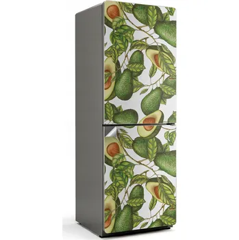 Fototapeta Designová Samolepka Samolepicí na Lednici – Vzor s Avokádem a Listy