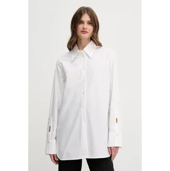 Dámská košile Bavlněná košile Emporio Armani dámská, bílá barva, relaxed, s klasickým límcem, EW001708 AF15122 EW001708.AF15122 00X, vel. 40