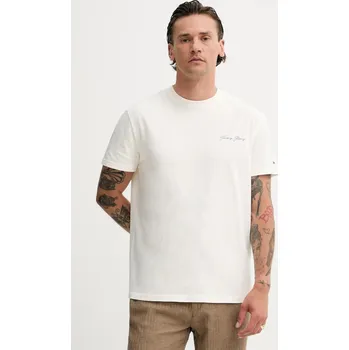 Bavlněné tričko Tommy Jeans DM0DM21868 béžová 01X, vel. L