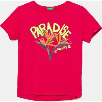 Chlapecké tričko Dětské bavlněné tričko United Colors of Benetton 3I1XC10OY.G.Seasonal růžová 42X, vel. 122