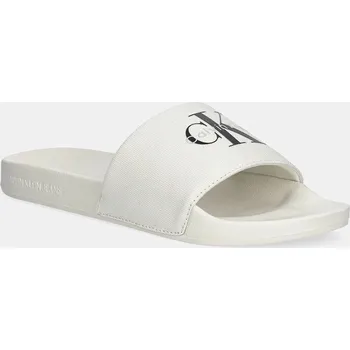 Pánská obuv Pantofle Calvin Klein Jeans SLIDE MONOLOGO CV pánské, béžová barva, YM0YM01367 01X, EUR 42