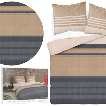 Povlečení Povlečení 220x200 béžové krémové grafitové pruhy 5245 A Bavlna 48