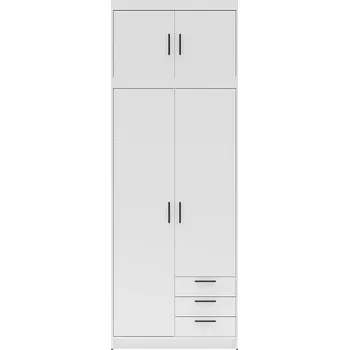 Šatní skříň Šatní skříň ELENA 2D 3S + nástavec | 89,7 cm | bílá