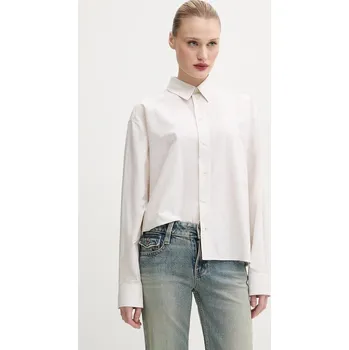 Bavlněná košile MM6 Maison Margiela S52DT0043 béžová 01X, vel. L