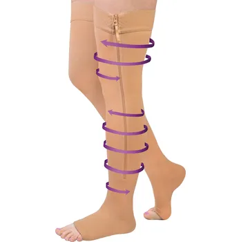 Dámské punčochy Wellife Kompresní stehenní punčochy FIT se zipem L-XL tělové