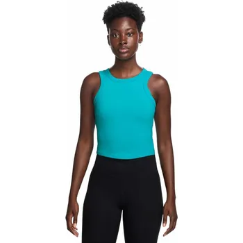 Dámské funkční tílko Nike ONE FITTED DRI-FIT CROP TANK W tyrkysové FN2806-345 - XS | UK 6,5 | US 9