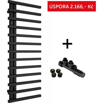 Radiátor Hopa Akční set: radiátor DARVEL černá barva + ventil HYBRID, Černá , 60, 95, Spodní 50 mm